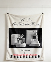 Balenciaga Vintage Perfume Flannel Throw Blanket for Wall Decor BA284